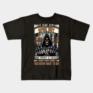 Skull I'm An April Guy I Have 3 Sides Birthday The Quiet & Sweet The Funny & Crazy Kids T-Shirt